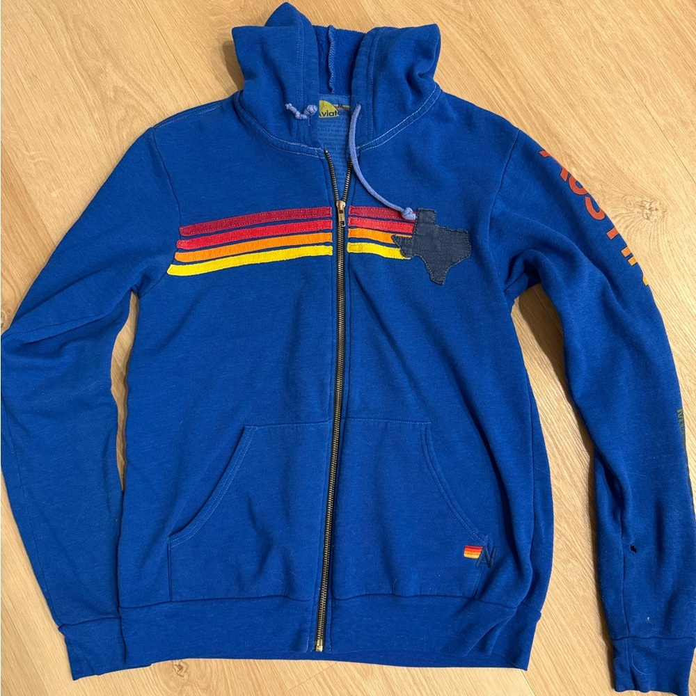Aviator Nation Blue Zip-Up Hoodie